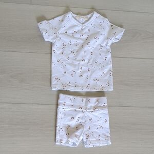 White Baby Set with Leaf Pattern Size 9 Months